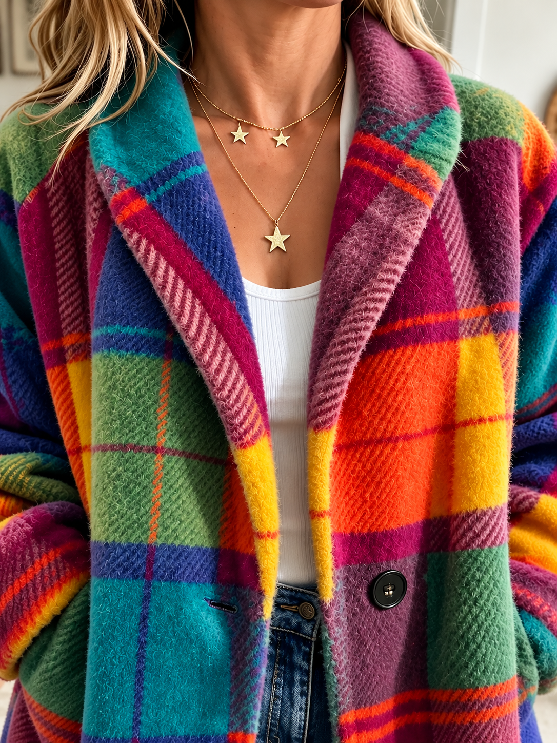 MANTEAU NAYA À CARREAUX CHIC