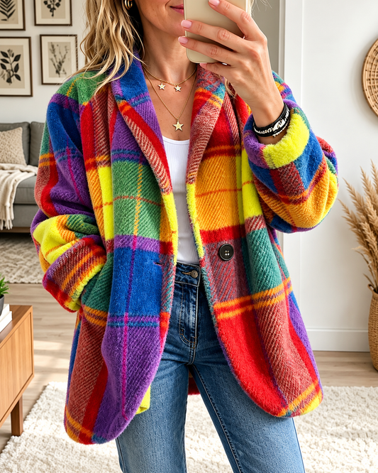 MANTEAU NAYA À CARREAUX CHIC