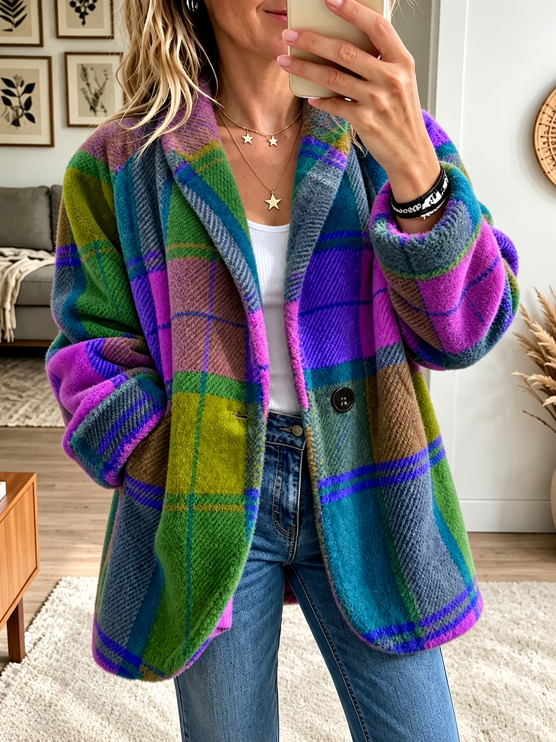 MANTEAU NAYA À CARREAUX CHIC